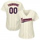 Men's Custom Cream Navy Pinstripe Navy-Red Baseball Jersey